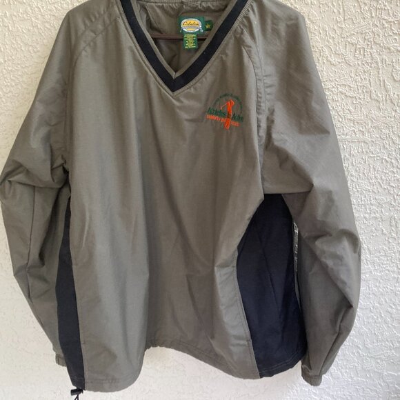 CABELA'S GOLF WINDBREAKER L MEN PULLOVER V NECK KHAKI GREEN GOLF CLASSIC LOGO - Picture 6 of 7